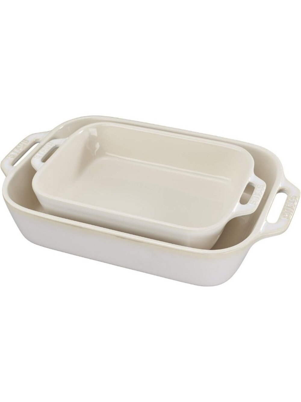 Rustic Ivory Ceramic Baking Dish Set - 2 Piece Rectangular Cookware for Oven